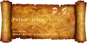 Petter Irina névjegykártya